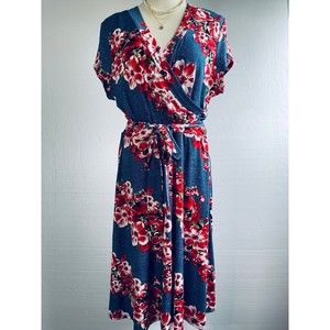 Vintage Olivia Matthews Maxi dress floral V-neck Size XL